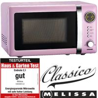 Melissa 16330112 CLASSICO Retro 20 Liter Mikrowelle in Pink Rosa