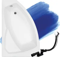 BADLAND Eckbadewanne Badewanne Rima LINKS 140x90 mit Ablaufgarnitur und Füßen GRATIS ohne Verkleidung