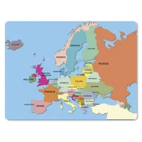 MuchoWow® Mauspad Mousepad Karte - Europa - Englisch 23x19 cm - Mousepads - Maus Mat - Pad - Mausunterlage - Schreibtischunterlage - Mauspad