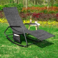 SoBuy Schaukelliege Sonnenliege mit Seitentasche Gartenliege Relaxstuhl Schwungliege für Gärten, Höfe, Strände, Balkone Schwarz/Grau OGS47-MS