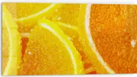 DEQORI Küchenrückwand Glas 80x40 cm 'Süße Zitruspracht' Spritzschutz Bad Rückwand Küche