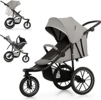 Kinderkraft HELSI 2 - terénny kočík - do 27 kg - 3 nafukovacie kolesá - nastaviteľná opierka chrbta - TRAVEL SYSTEM - veľký kôš - sivá