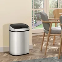 Homcom HOMCOM¬Æ Automatický odpadkový koš s infračerveným senzorem 48 l stříbrný odpadkový koš Kuchyňský koš 40,9 d x 28,9 š x 64,3 v cm