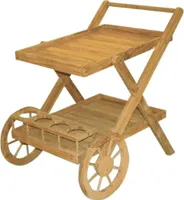 Teak Servierwagen Rollwagen Beistellwagen für Innen und Außen Accessoire