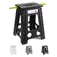 Tritthocker Klappbar Klapphocker Faltbar Höhe 46cm für Kinder und Erwachsene Bade Küchen - Schwarz