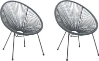 Möbilia Garten-Stuhl 2er-Set | Sitzschale Kunststoff | Gestell Metall | B 73 x T 73 x H 88 cm | grau | 10020010 | Serie GARTEN
