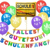 Oblique Unique Schuleinführung Schulanfang Einschulung Deko Set - Alles Gute zum Schulanfang Girlande + Luftballons