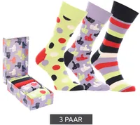 3 Paar Happy Socks Thumbs Up Baumwoll-Socken gemusterte Alltags-Strümpfe in Geschenk-Box SXTHU08-5300 Bunt, Größe:41-46