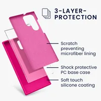 kwmobile Hülle kompatibel mit Samsung Galaxy S22 Ultra Hülle - Silikon Handy Case - Handyhülle weiche Oberfläche - kabelloses Laden - Neon Pink