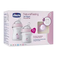 Chicco NaturalFeeling Baby-Pflege-Set - Flaschen & Schnuller - 0m+ / 2m+ - Pink