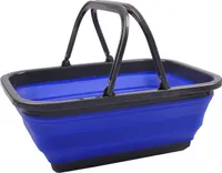 Tragekorb faltbar Einkaufskorb Picknickkorb Tragetasche Aufbewahrungskorb Korb, Farbe:blau