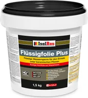 Isolbau Flüssigfolie PLUS  1,5kg - Dichtfolie für innen & Außenbereich - für Wand & Boden - Balkonabdichtung, Terrasse - Lösemittelfreie, wasserdichte Abdichtung Dichtmasse