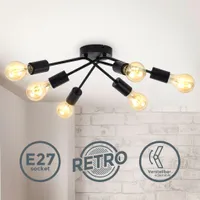 Deckenlampe Ø55 cm - E27 Fassung, 6-flammig, retro, schwarz