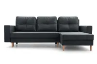 MOEBLO Ecksofa CARL – Ottomane Links und rechts montierbar, Couch für Wohnzimmer, Schlafsofa Sofagarnitur Sofa Eckcouch L-Form Wohnlandschaft, mit Bettkasten und Schlaffunktion - Dunkelgrau (Manila 19)