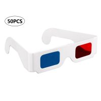 50 Stueck 3D-Pappbrille Red & Cyan Anaglyph White Card Brille fuer 3D-Betrachtung