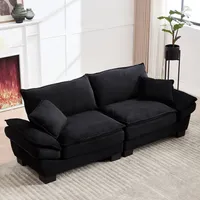 Odikalo 2-Sitzer Doppelsofa Federbett Schlafsofa Loungesofa Sessel Wohnzimmer Schwarz