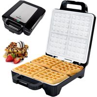 Syntrox Waffeleisen Belgische Waffeln XLC Keramikplatten Edelstahldekor