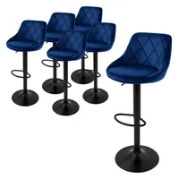 ML-Design sada 6 barových židlí barová židle otočná o 360°, čalouněná barová židle s opěradlem a podnožkou, 62-82 cm