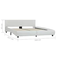 vidaXL Postel s LED bílým koženým roštem 160×200 cm