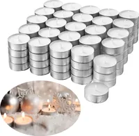 Čajové svíčky 100 kusů hromadné balení bílé 4 hodiny hoření z parafínu dekorace gastronomie venkovní svíčka 39mm tealight bez vůně vánoční svíčky