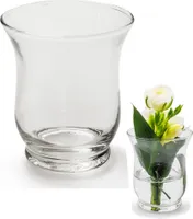12 x kleines Windlicht oder Vase aus Glas - Windlichter Teelichtgläser Vasen Glasvasen Tischvasen Kerzenhalter (H 9 cm - Ø 7,5 cm)