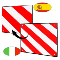 VINGO Premium Warntafel, 2in1 50x50cm Aluminium Warntafel für Italien und  Spanien, Reflektierend rot-weiß Warnschild für Heckanhänger, Wohnwagen