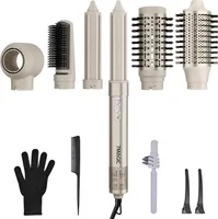 7MAGIC Multifunktionaler Hairstyler 6 in 1 Airstyler set mit Lockenstab automatisch, Warmluftbürste, Haarglätter Bürste & Föhn, Stylingbürsten für Styling, Volumisieren, Locken und Glätten, Gold