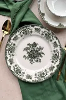 MNZ starožitně zelená 25 cm sada talířů z prvotřídního porcelánu se speciálním designem pro 6 osob