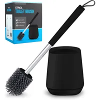 Strex Toilettenbürste Silikon mit Halter Schwarz - Schnell trocknend, hygienisch & antibakteriell - WC-Bürste - Toilettenbürstenhalter