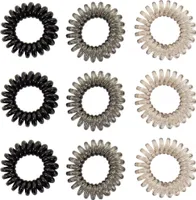 Oblique Unique 9 Spiral Haargummis Telefonkabel Zopfgummi Mädchen Damen Frauen elastisch - schwarz grau transparent