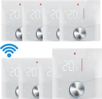 8X Smart Tuya WiFi-Thermostat, Digital LED Raumthermostat Sprachsteuerung Wandthermostat fuer 3A Warmwasserbereitung Fussbodenheizung mit dimmbarer Lichtfarbe programmierbarer kompatibel mit Tmall Genie, Amazon Google Home,Weiss