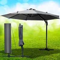 BRAST Alu Sonnenschirm Ampelschirm   Ø360cm Grau + Schützhülle   UV-Schutz 80+   wasserabweisend mit Kurbelvorrichtung   drehbar schwenkbar & höhenverstellbar
