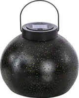Dehner Solarleuchte Sparkling mit Henkel, warmweißes Licht, 22.5 x 25 x 25 cm, IP44, Metall, schwarz