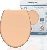 SCHÜTTE WC Sitz BEIGE, Duroplast Toilettendeckel mit Absenkautomatik und Schnellverschluss, Klobrille, Klodeckel, Toilettensitz