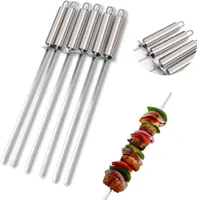Grilovací špízy Balení 6 ks špízů na kebab Nerezové špízy na gril Kabob špízy 40 cm | Špízy na maso se sponou na grilování a grilování