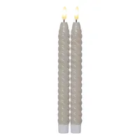 STAR TRADING LED-Echtwachs-Leuchterkerze Flamme Swirl Antique 25x2,3cm beige 2Stück