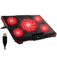 KLIM Cyclone - Laptop Kühler - Ständer - Maximale Kühlung - Schütze Dein Laptop - 5 Lüfter 2200 & 1200 RPM - Cooling Pad für Computer PS5 PS4 Xbox One - Rot