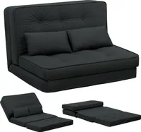 COMHOMA Relaxsessel Bodensofa Klappbar Bodensessel mit Schlaffunktion Lazy Sofa, gepolsert mit 5-stufig Verstellbarer Rückenlehne schwarz