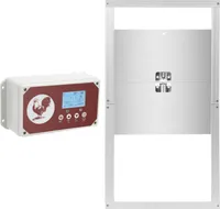 Jayseuw Hühnerklappe 2in1 Automatische Hühnertür mit Führungsrädern, Timer, Fernbedienung, 7.8W Leistung, für Hühnerstall, Haustierklappe und Geflügelstall