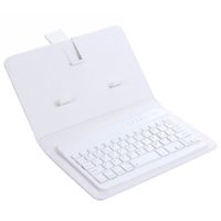 Tragbare drahtlose Bluetooth-kompatible Tastatur mit Kunstledertasche für iPhone-Telefon-Weiss