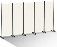 Paravent mit Rollen 5 teilig Beige 284x181 cm Faltbarer Raumteiler Outdoor Trennwand Garten Sichtschutz Raumtrenner