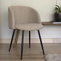 Milton & Oldbrook Bouclé Esszimmerstuhl Budapest Taupe - Schwarz