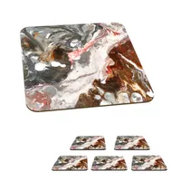 MuchoWow® Sklenený podtácek Štvorcová sada 6 kusov Balvany - žula - dúha 10x10x0.3cm Podložky pod poháre - podložky pod nápoje - ochrana stolovej