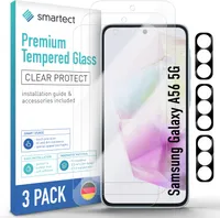 smartect Schutzglas Klar für Samsung Galaxy A56 5G, 3 x Front + 3 x Cam