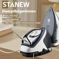 STANEW Dampfbügeleisen mit 8 Bar Druckleistung, 120g±15g/min Dampfleistung, 1,9L Wassertank, 3000W – Professionelles Bügeln für perfekte Ergebnisse