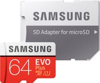 SAMSUNG FLASH EVO Plus 64GB microSDXC UHS-I U1 100MB-s Full HD Speicherkarte inkl. SD-Adapter