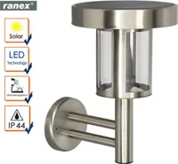 LED Außenwandleuchte Edelstahl, Solar Wandleuchte, Dämmerungssensor