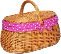 YULKA Picknickkorb "BAGI" mit abnehmbaren Stoff (Pink mit weißen Punkten)
