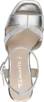 Tamaris Damen Sandalette Gold Silber Metallic Optik Karree 1-28349-42, Größe:37 EU, Farbe:Silber