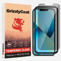 GrizzlyCoat Easy Fit AntiSpy  Apple iPhone 13 Panzerglas Gehärtetes Glas Displayschutz Privacy - Hüllenfreundlich + Applikator